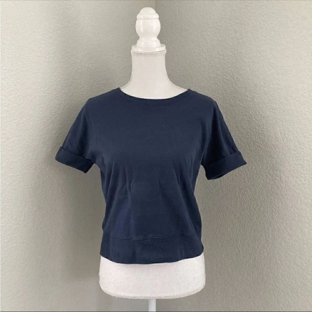 Anthropologie Navy Short Sleeve Crewneck Tee Top T-Shirt XS